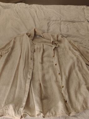 Old Navy Women's Beige Button-Down Casual Shirt